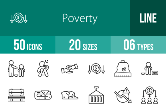 50 Poverty Line Icons: Essential Graphics for Branding