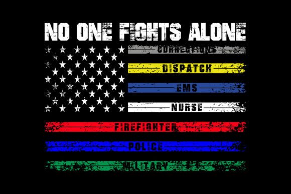 No One Fights Alone USA Flag Graphics & T-Shirt Designs